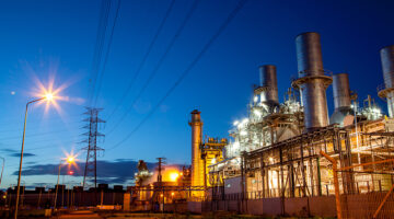 Twilight photo of power plant