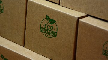 Eco friendly stamp printed on cardboard box