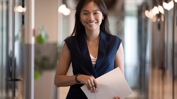 Happy smiling asian businesswoman