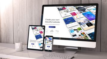 Website builder on computer and smartphone device