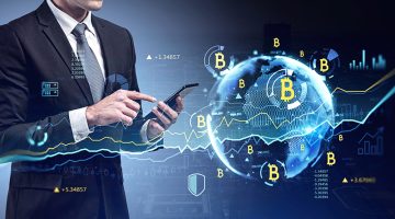 Businessman checking cryptocurrency