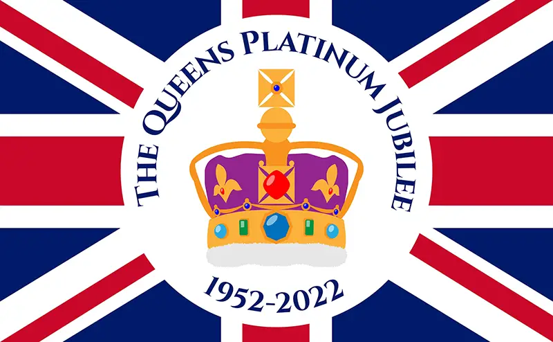 The Queen's Platinum Jubilee celebration background with crown