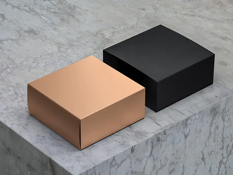 Luxury Square Golden Box Mockup with Black cover