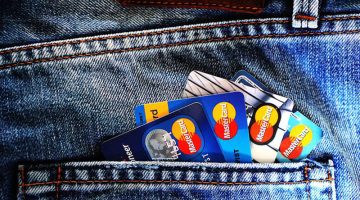 Credit cards inside the pocket jeans