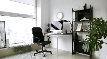 Interior of room with comfortable designer workplace