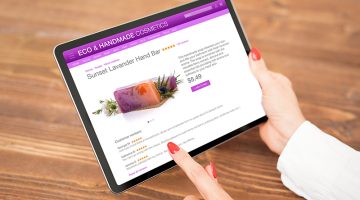 Woman buying hand made soap online