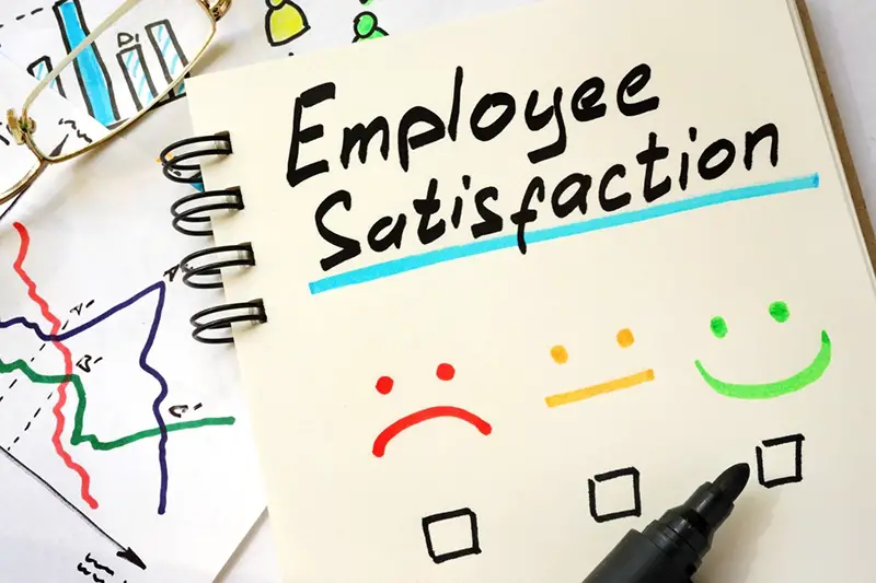 Employee satisfaction written on notepad