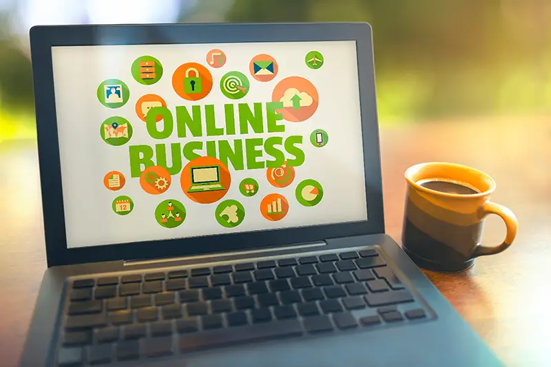 Online business laptop concept