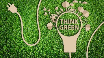 Paper cut of eco on green grass