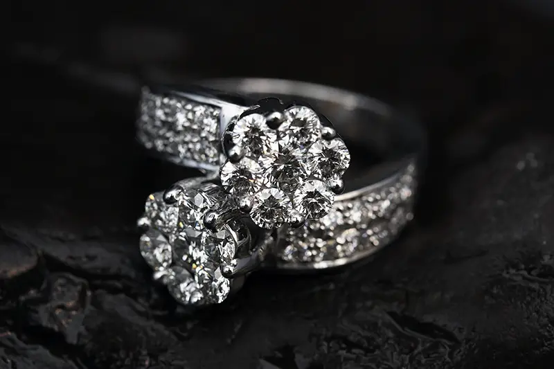 Silver diamond studded ring