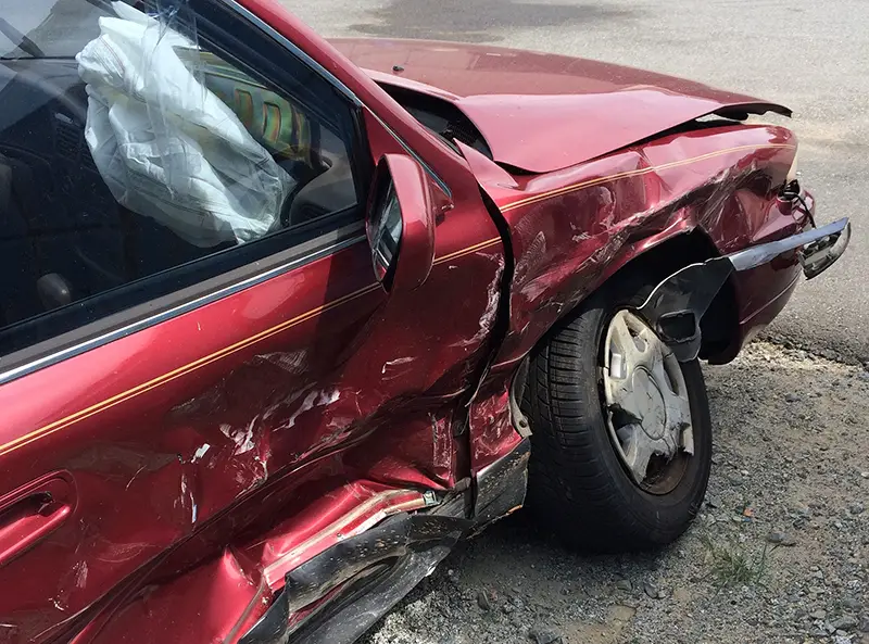 Red auto accident car crash