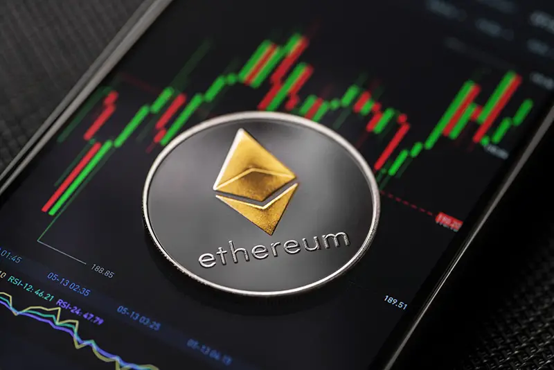 Ethereum cryptocurrency trading on smartphone