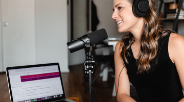Woman doing a podcast