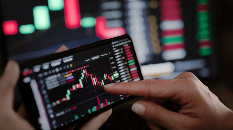 Analysis of the stock market and cryptocurrency trading chart