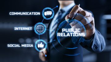 PR Public relations concept.