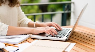 Woman working on laptop