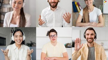 Employees on virtual conference