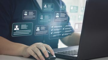 HR concepts and personal file storage on virtual screen