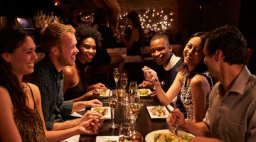 Group Of Friends Enjoying Meal In Restaurant