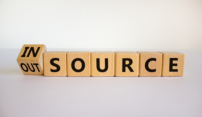 Insource and outsource concept