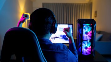 Pro Gamer Feel Excited While playing in Online Cyber Sport Game at home