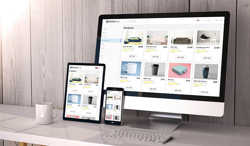 online shop on computer screen