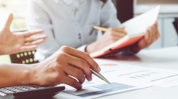 Business colleague working on financial data