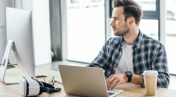 Young man working on his laptop