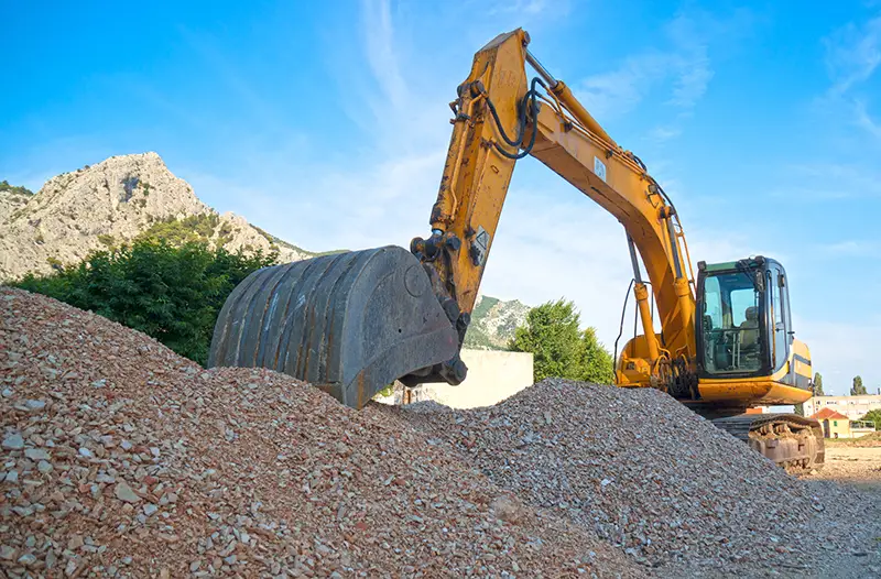 Excavator on construction site.