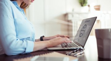 Businesswoman working with laptop