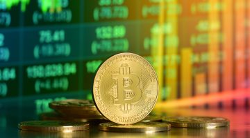 Bitcoin with chart background.