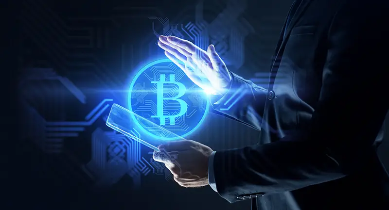 business, cryptocurrency and future technology concept