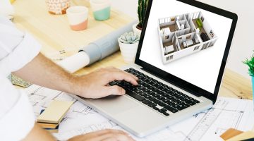 Architect working with laptop cad