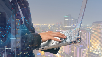 Businessman using laptop
