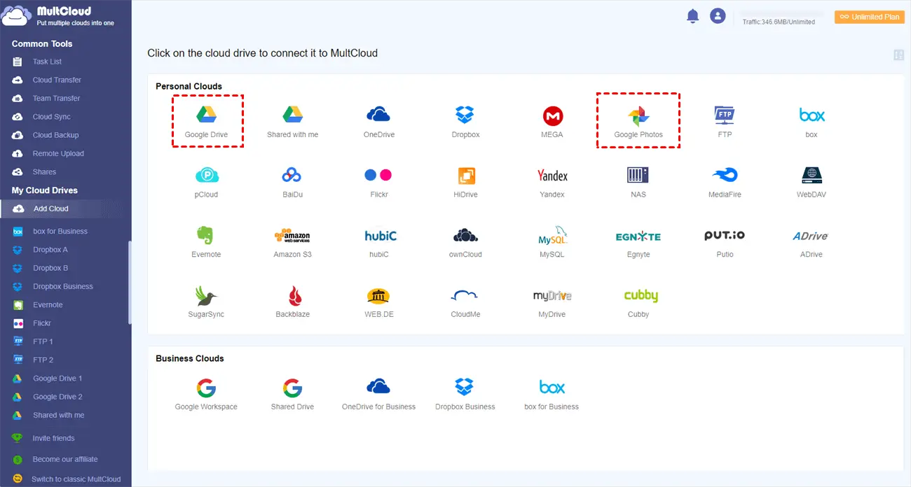 Google Photos and Google drive icons