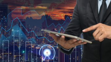 Businessman using tablet android
