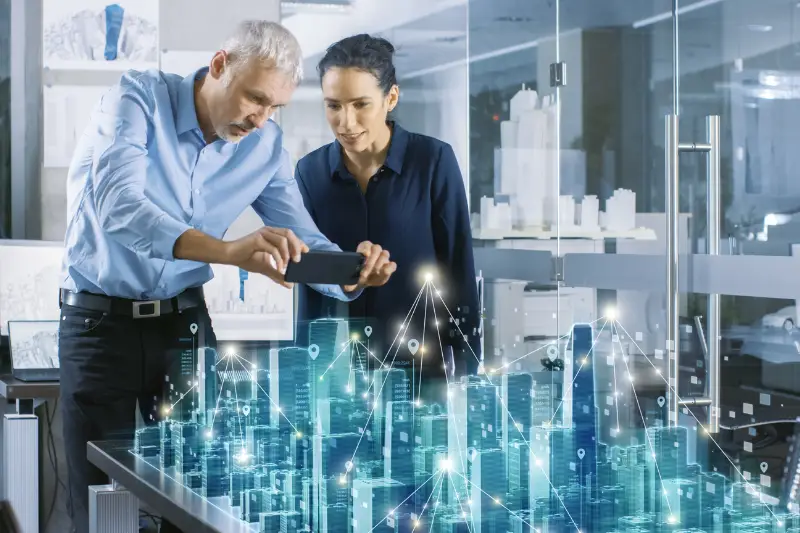3D of city model technologically advanced