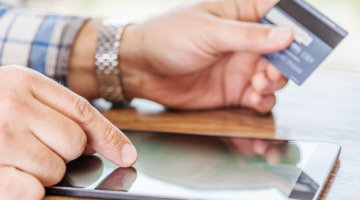 Online shopping using credit card and tablet computer