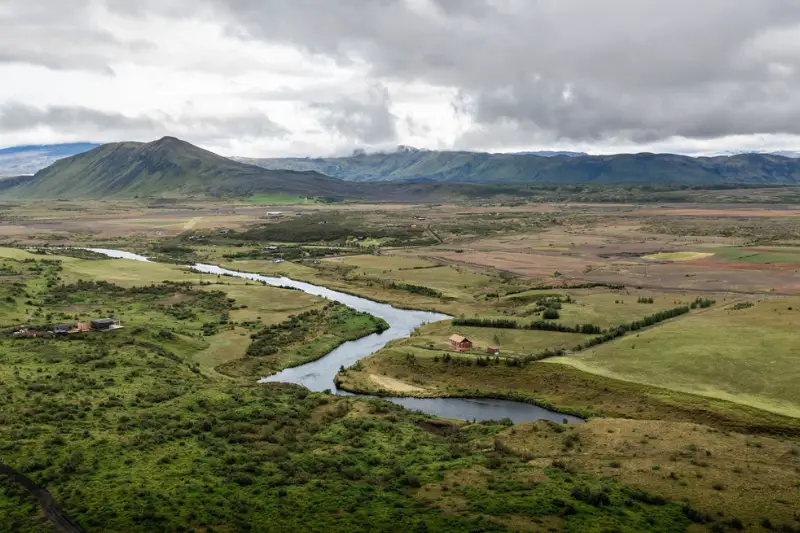 Lake in the middle of Green field