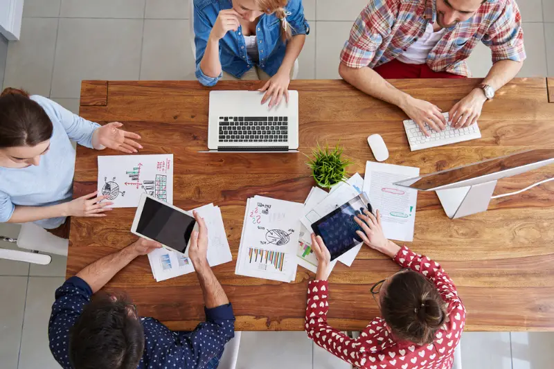 Marketing team having a meeting inside the office