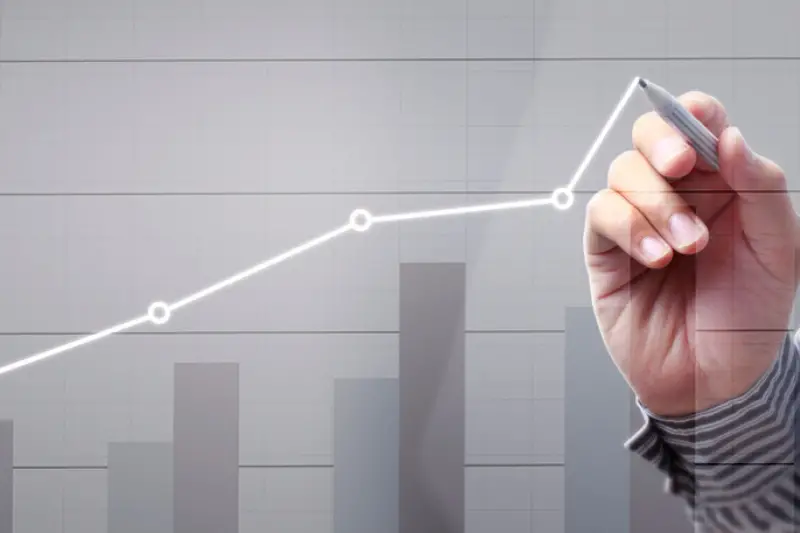 Hand drawing chart, graph stock of growth