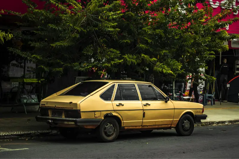 Old damaged and rusty car