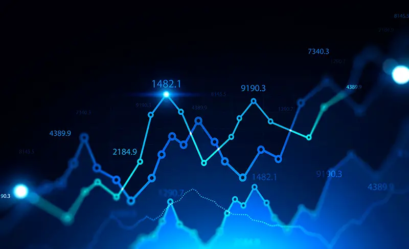 Glowing digital financial graph background