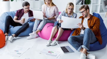 Multicultural colleagues working on startup project
