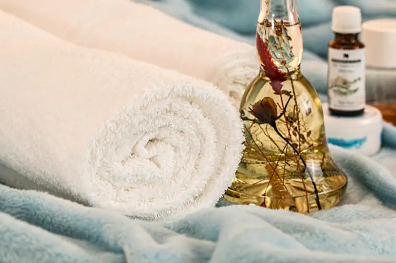Towels and massage tools for spa