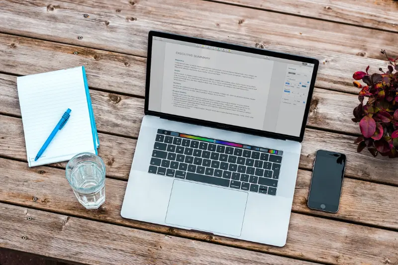 Online course on laptop screen