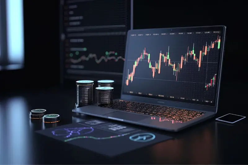 Trading graph on laptop screen