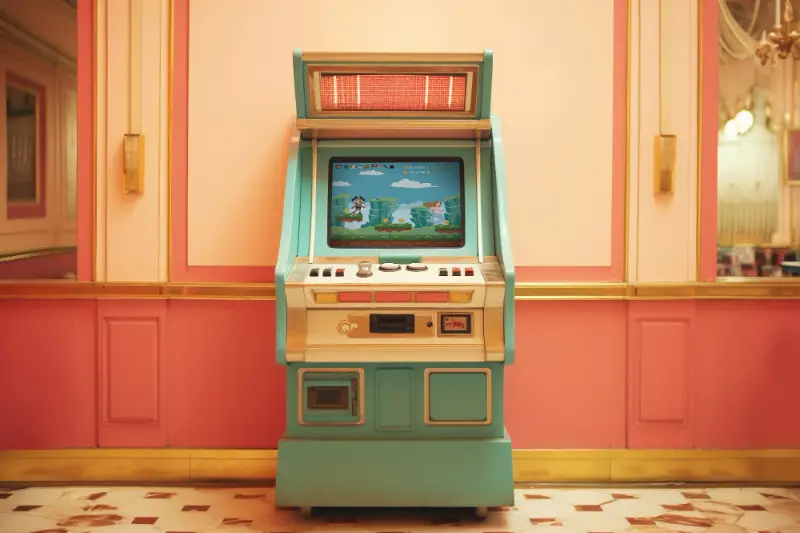 Retro arcade game console indoors