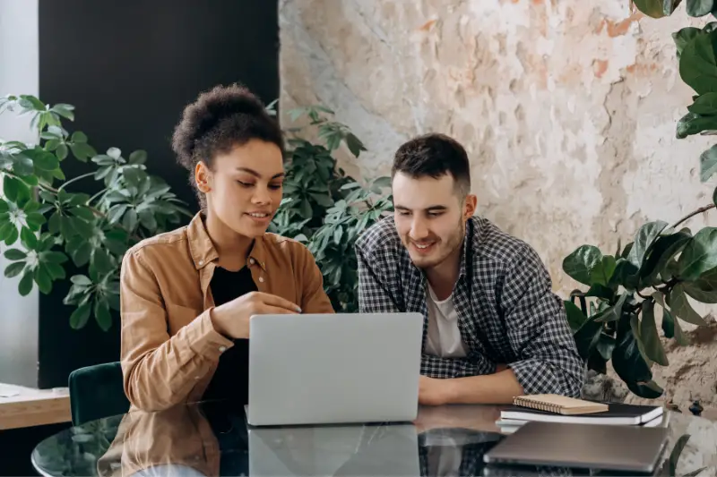 Man and woman working together