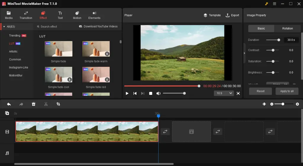 MiniTool Moviemaker effect feature screenshots